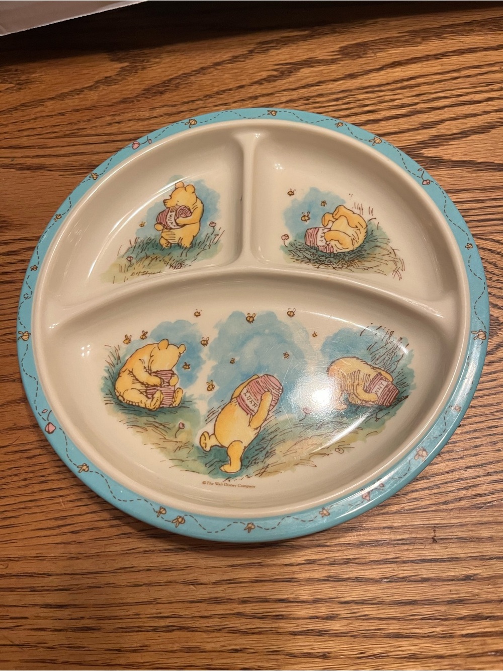 vtg Selandia Winnie the Pooh Divided Plate Melamine Classic Pooh Taiwan Nursery